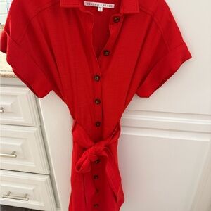 Veronica Beard Vibrant Red Shirt Dress
